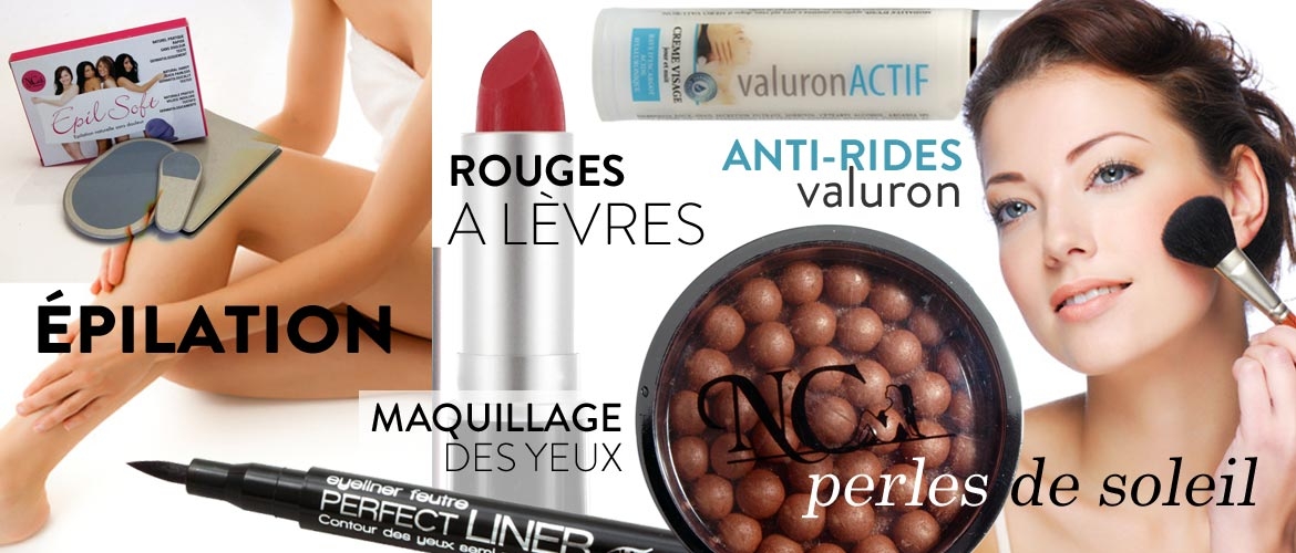 Vente de produits de beauté, perles de soleil,rouge a lèvres,antirides,épilation